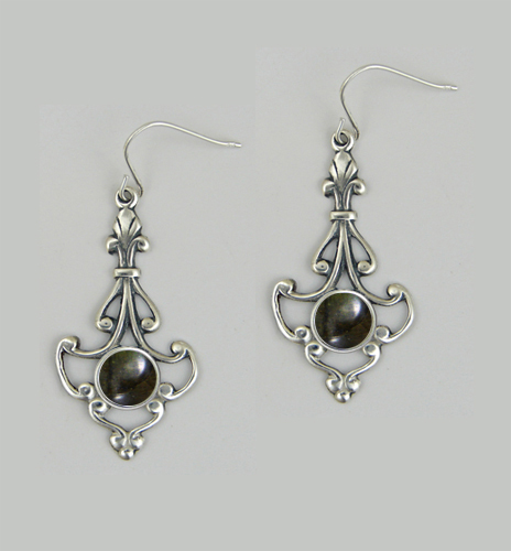 Sterling Silver Victorian Drop Dangle Earrings With Spectrolite